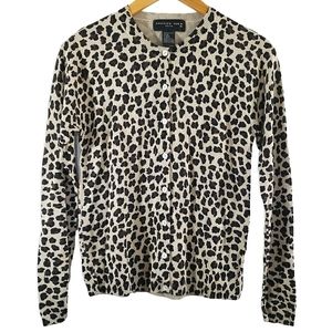 EUC August Silk Knits Leopard Print Cardigan 100% Silk Size M